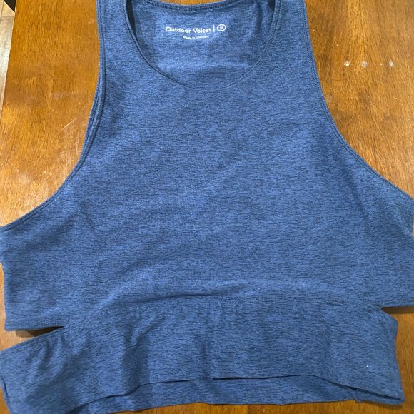 Outdoor Voices Blue Flashback Crop Top Sports Bra Size Medium - Picture 2 of 5